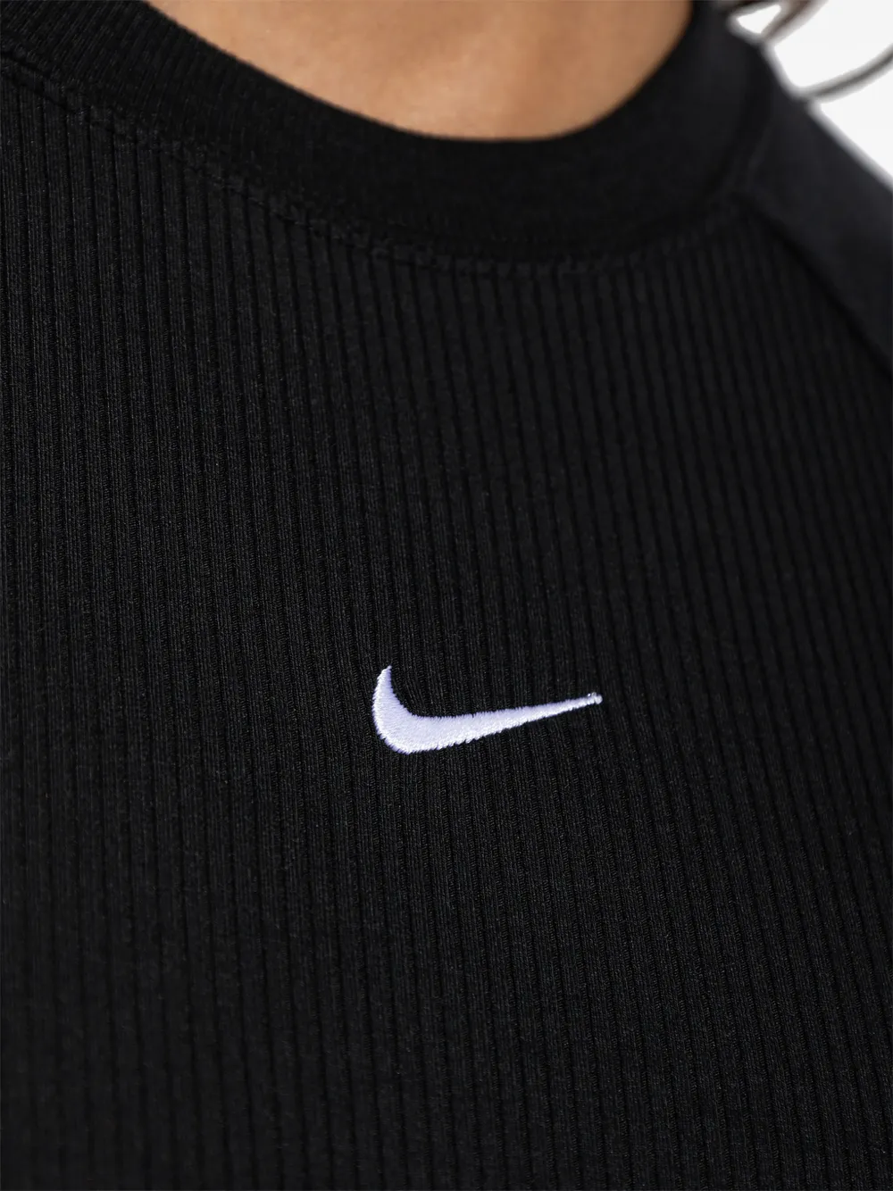 Nike ribbed logo-embroidered top Zwart
