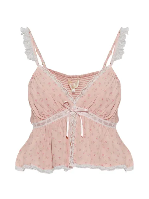 LoveShackFancy Nicoleta floral-print lace-trimmed top
