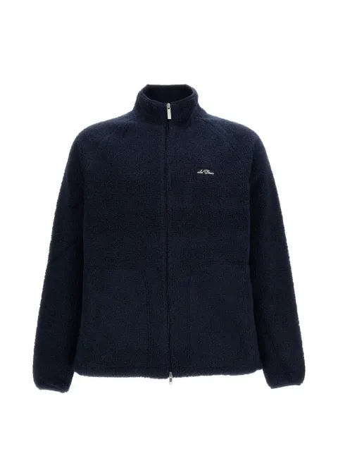 Les Deux fleece-texture logo-patch jacket