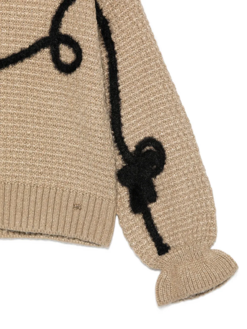 Abel & Lula Metallic gebreide trui verfraaid met strik Beige