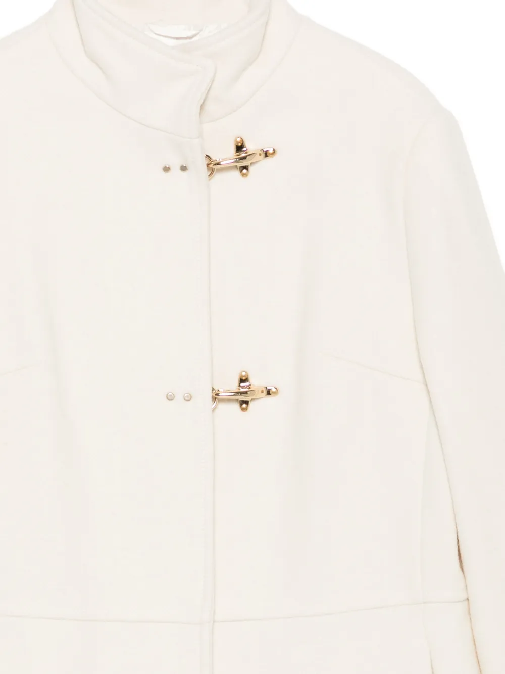 Fay Kids hook-fastening high-neck coat Wit