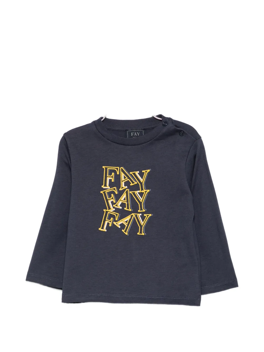 Fay Kids logo-print long-sleeve T-shirt - Blu