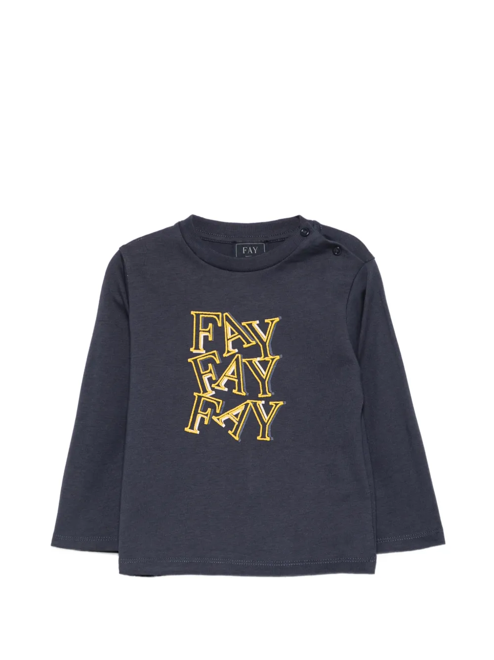 Fay Kids logo-print long-sleeve T-shirt - Blu