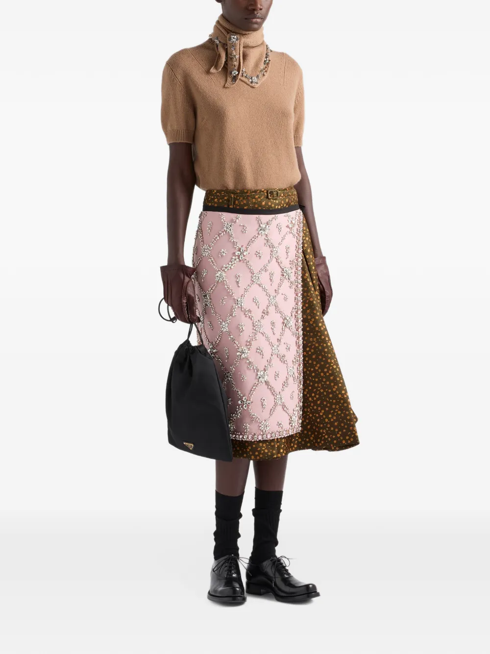 Prada embroidered cady apron Roze
