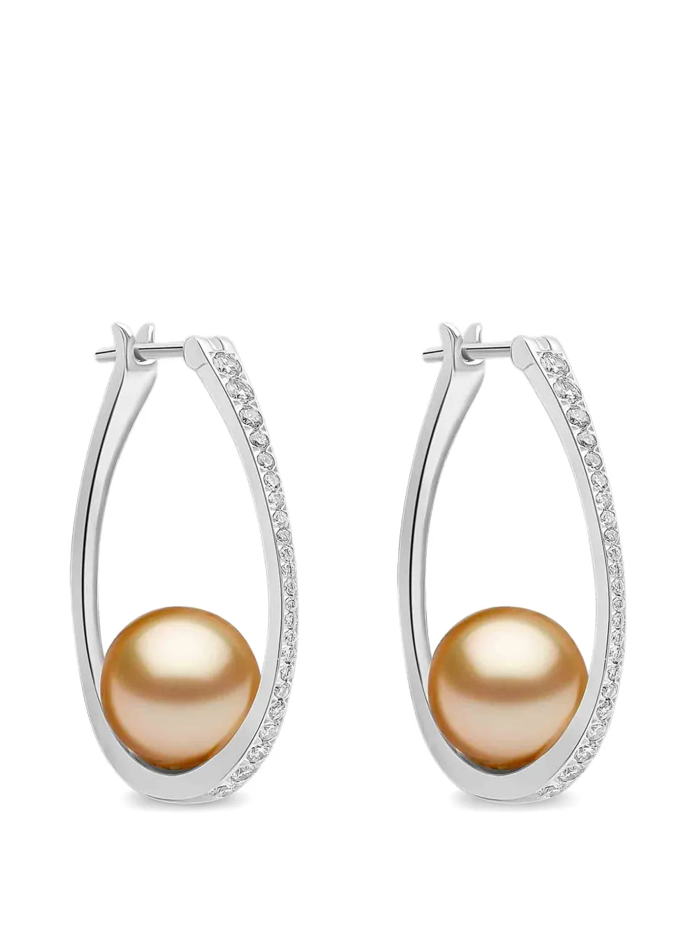Yoko London Glitz South Sea pearl and diamond hoop earrings