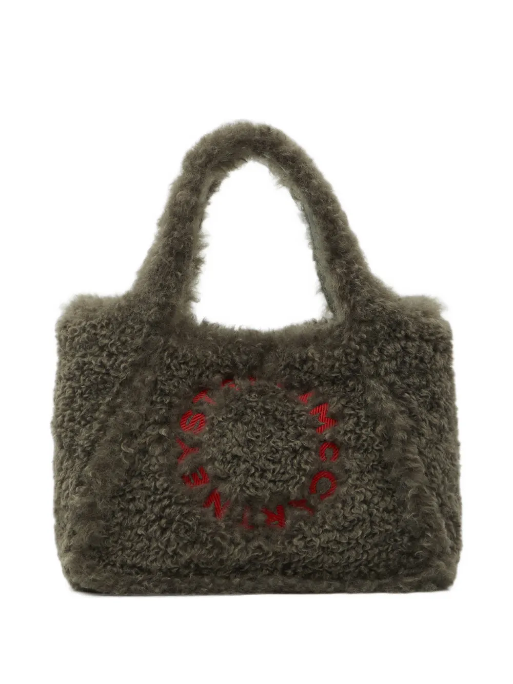 Stella McCartney teddy-effect logo-embroidered tote bag - Grau