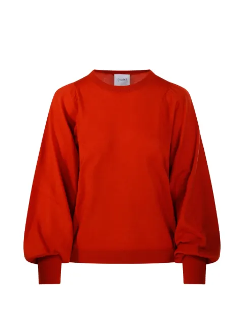 Nude Pullover mit Puffärmeln