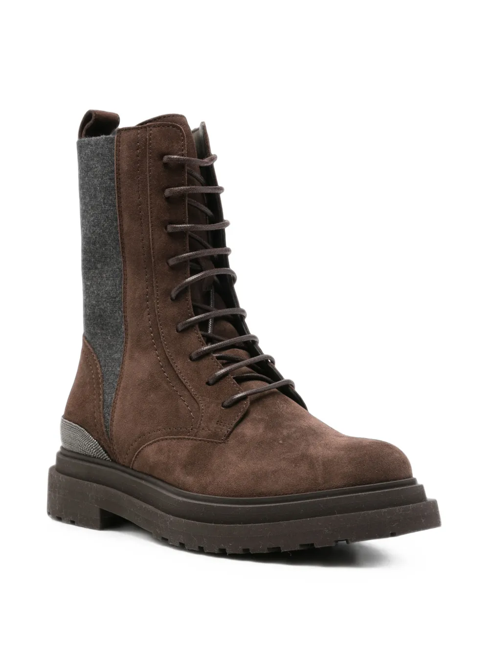 Brunello Cucinelli lace-up suede combat boots Bruin