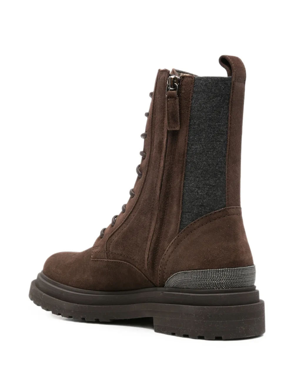 Brunello Cucinelli lace-up suede combat boots Bruin