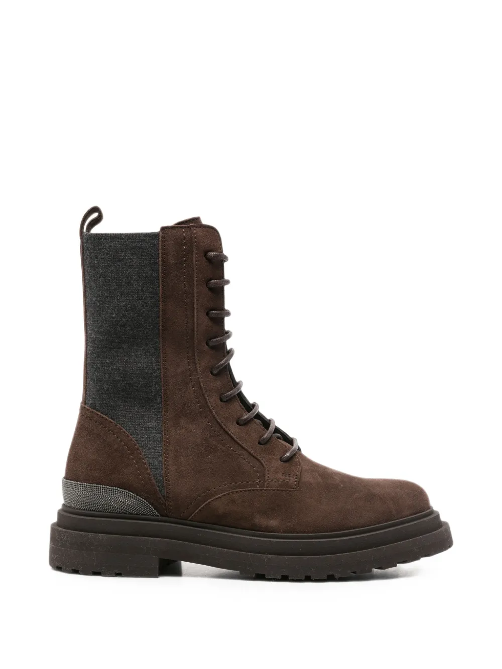 Brunello Cucinelli lace-up suede combat boots Bruin