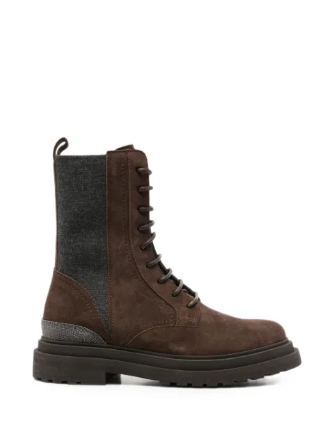 Brunello Cucinelli lace-up suede combat boots