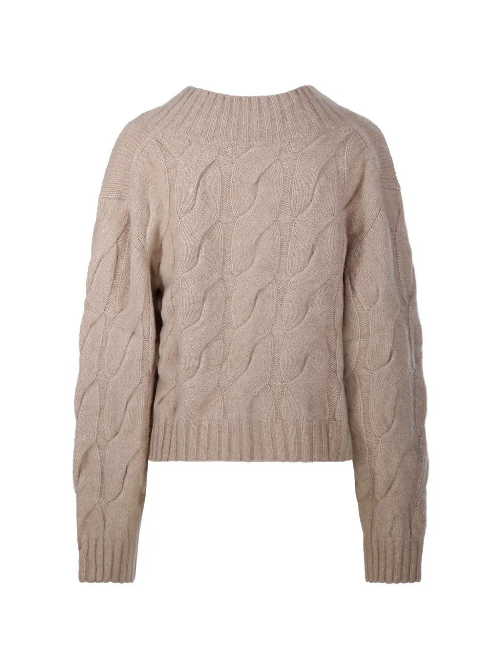 Allude Kabelgebreide trui met V-hals Beige