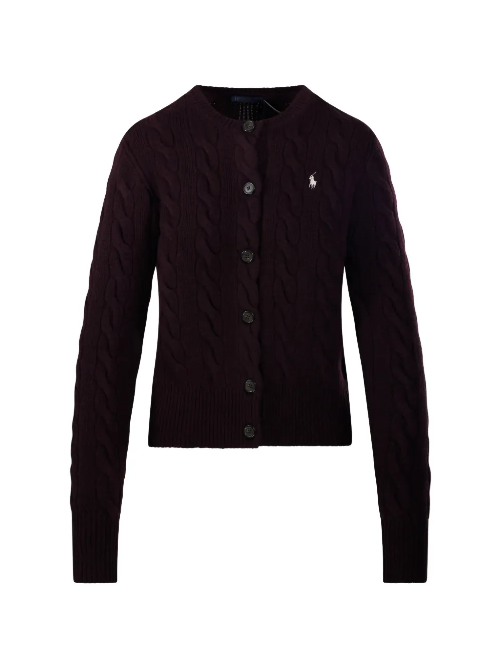 Polo Ralph Lauren cable-knit embroidered-logo cardigan - Viola