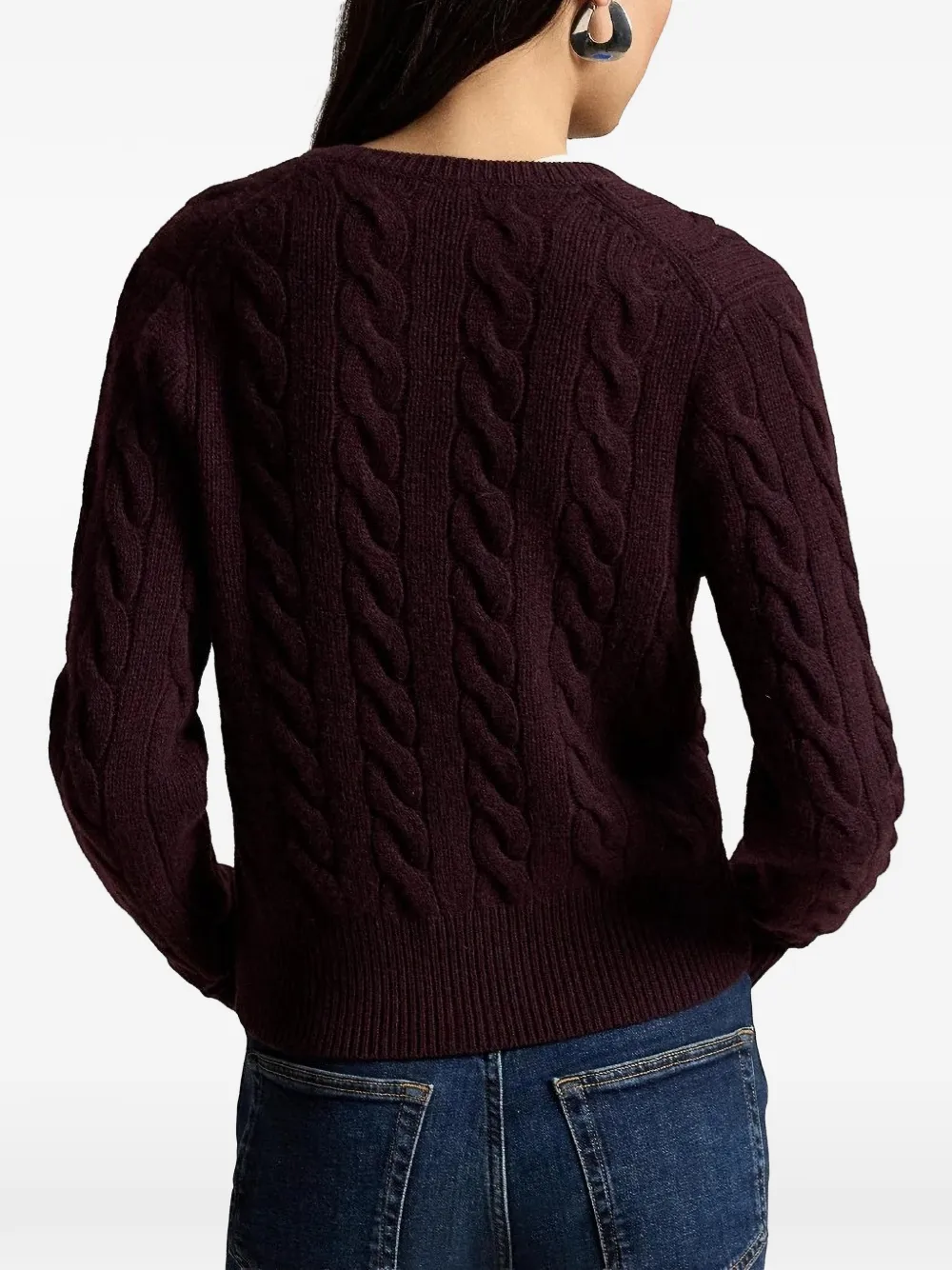 Polo Ralph Lauren Kabelgebreid vest met geborduurd logo Paars