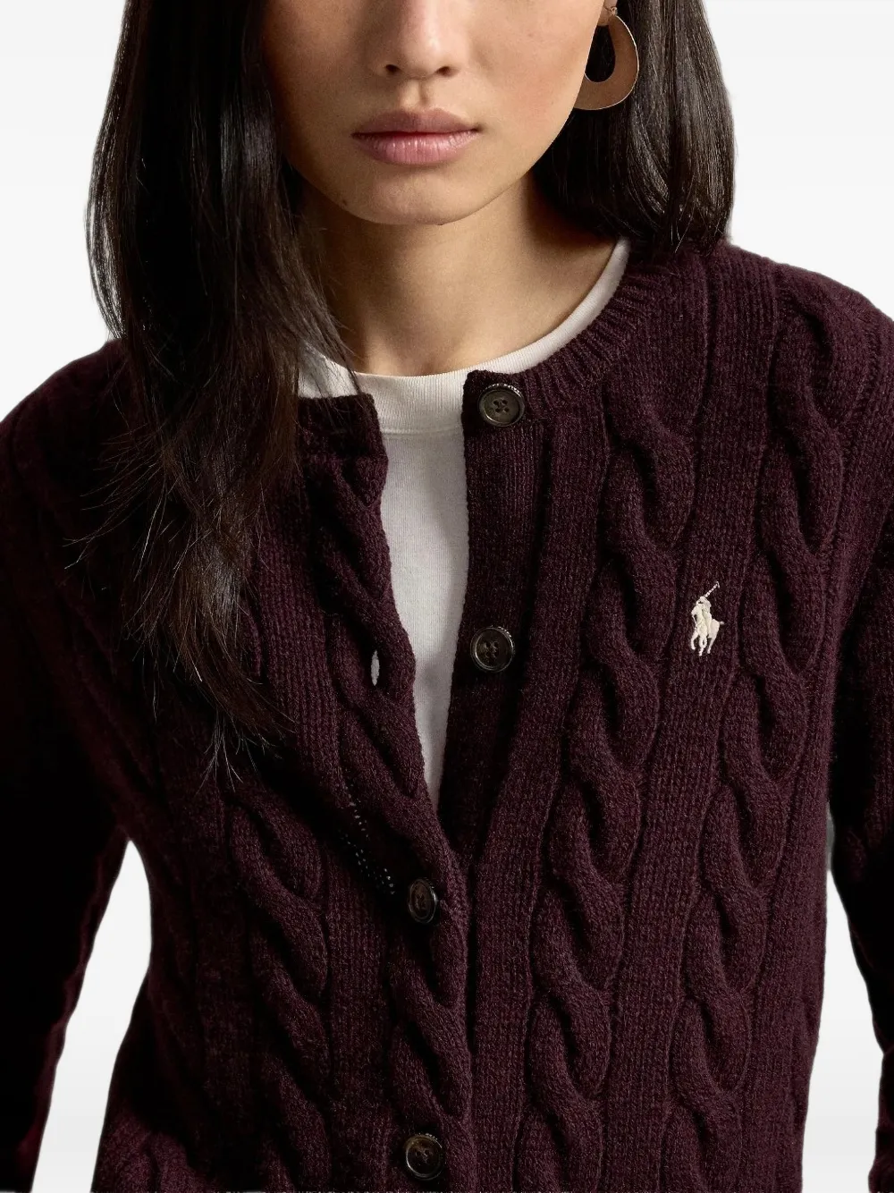 Polo Ralph Lauren Kabelgebreid vest met geborduurd logo Paars