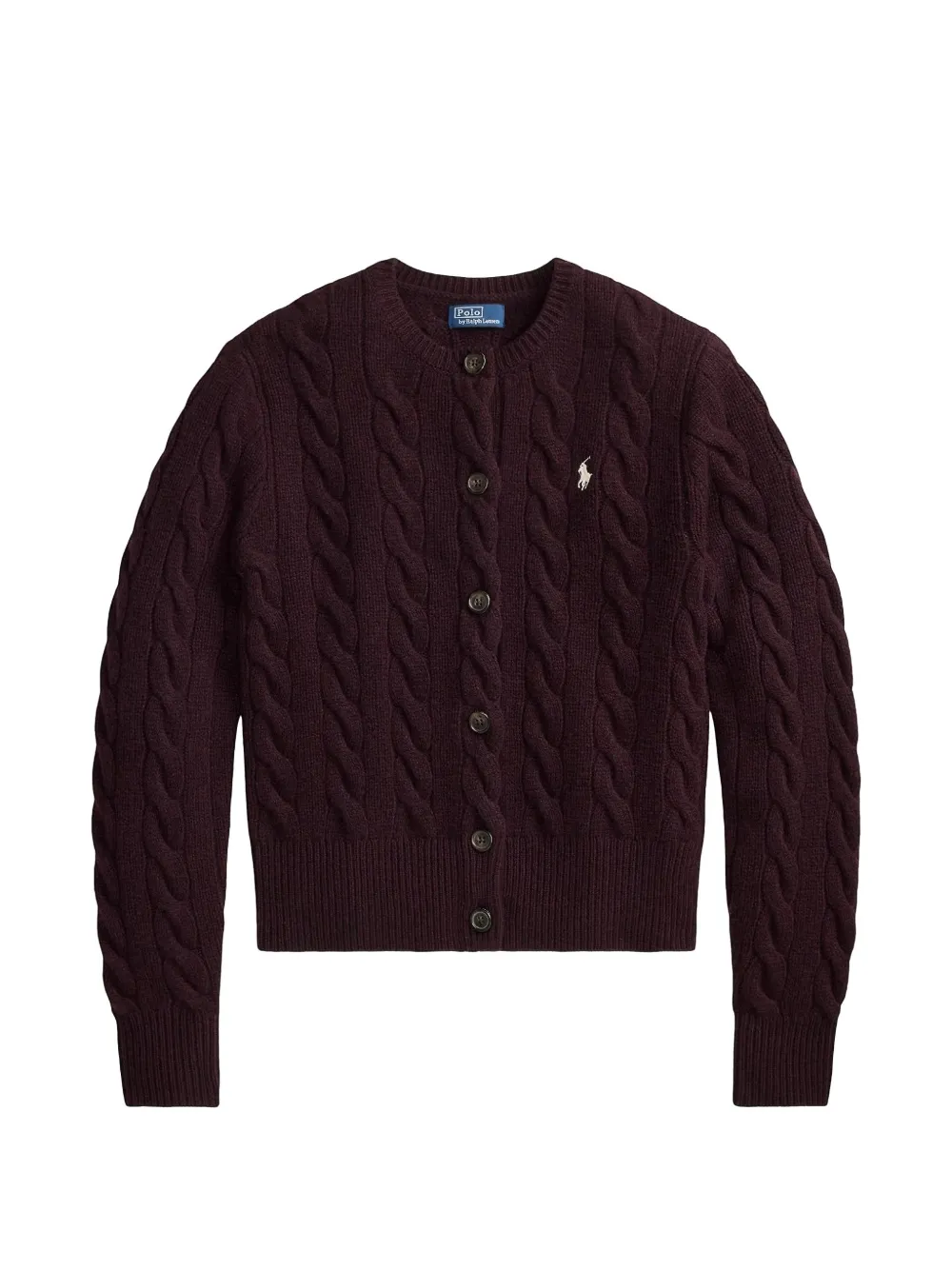 Polo Ralph Lauren cable-knit embroidered-logo cardigan - Purple