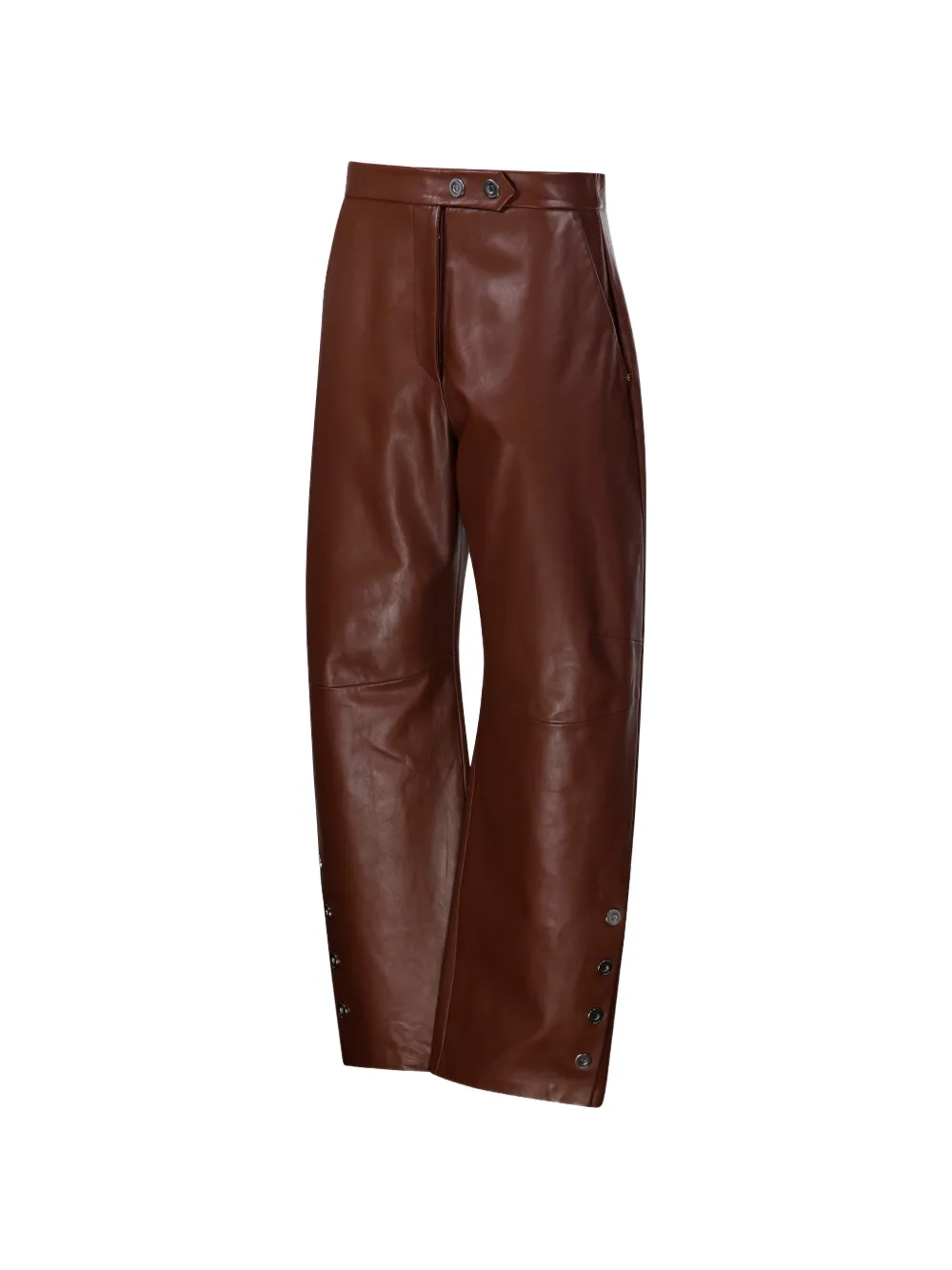 Sportmax Leren broek met knoopdetail Bruin