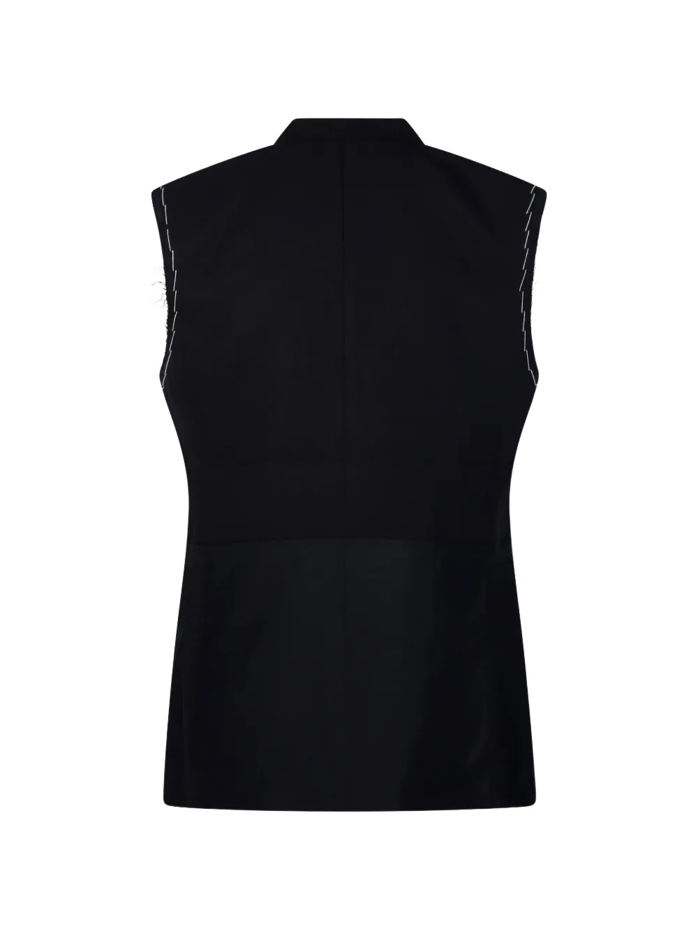 RE CODE Gilet met gerafelde afwerking en contrasterende stiksels Zwart