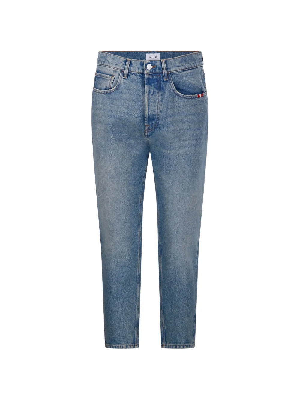 Amish Jeremiah Washed Cropped Jeans In Blau