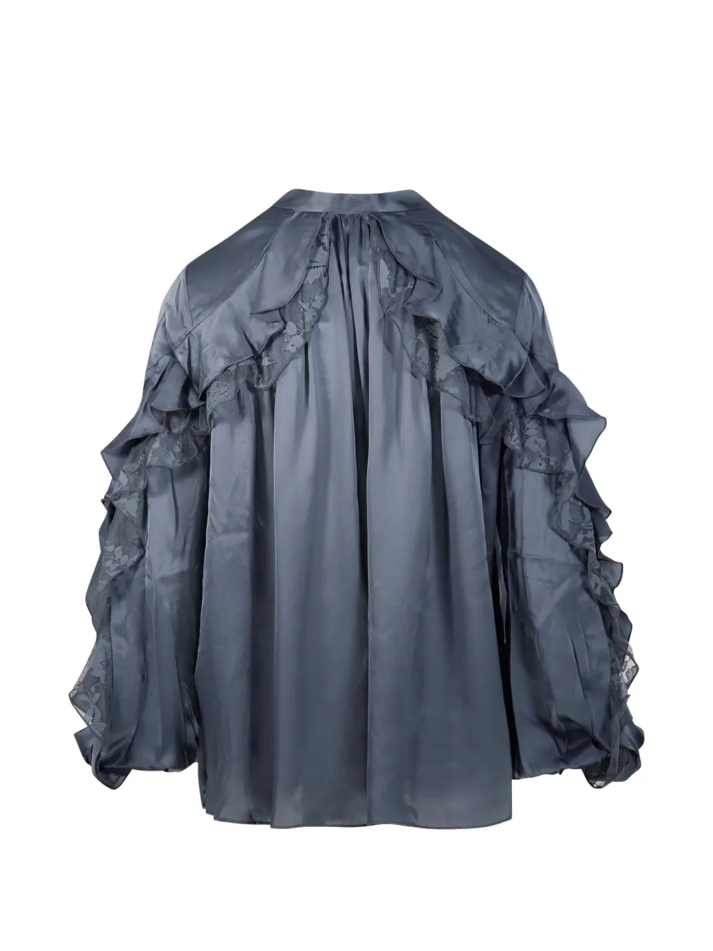 ZIMMERMANN Valiant blouse met kanten afwerking en ruches Blauw