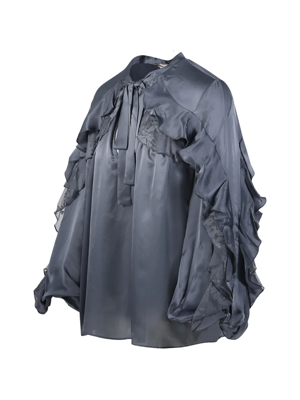 ZIMMERMANN Valiant blouse met kanten afwerking en ruches Blauw
