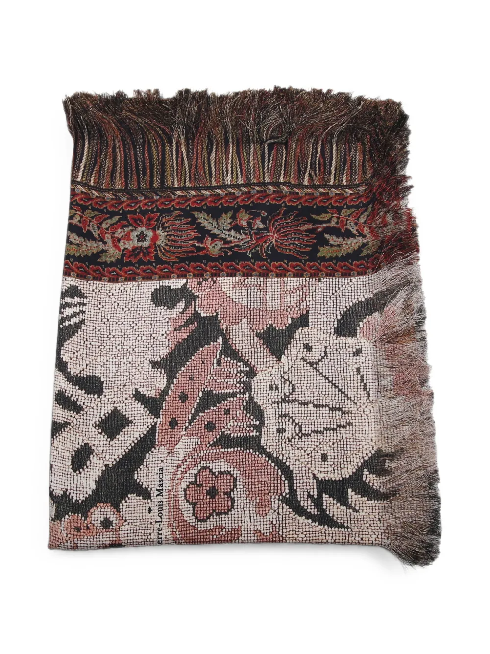 Pierre-Louis Mascia Sciarpa jacquard con frange - Marrone