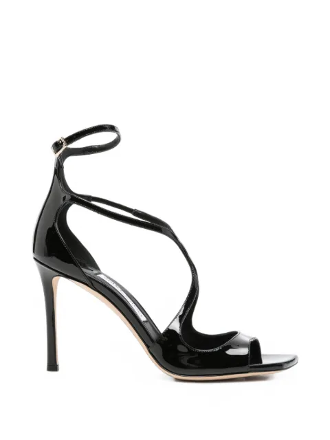 Jimmy Choo Azia 95 black patent leather sandals