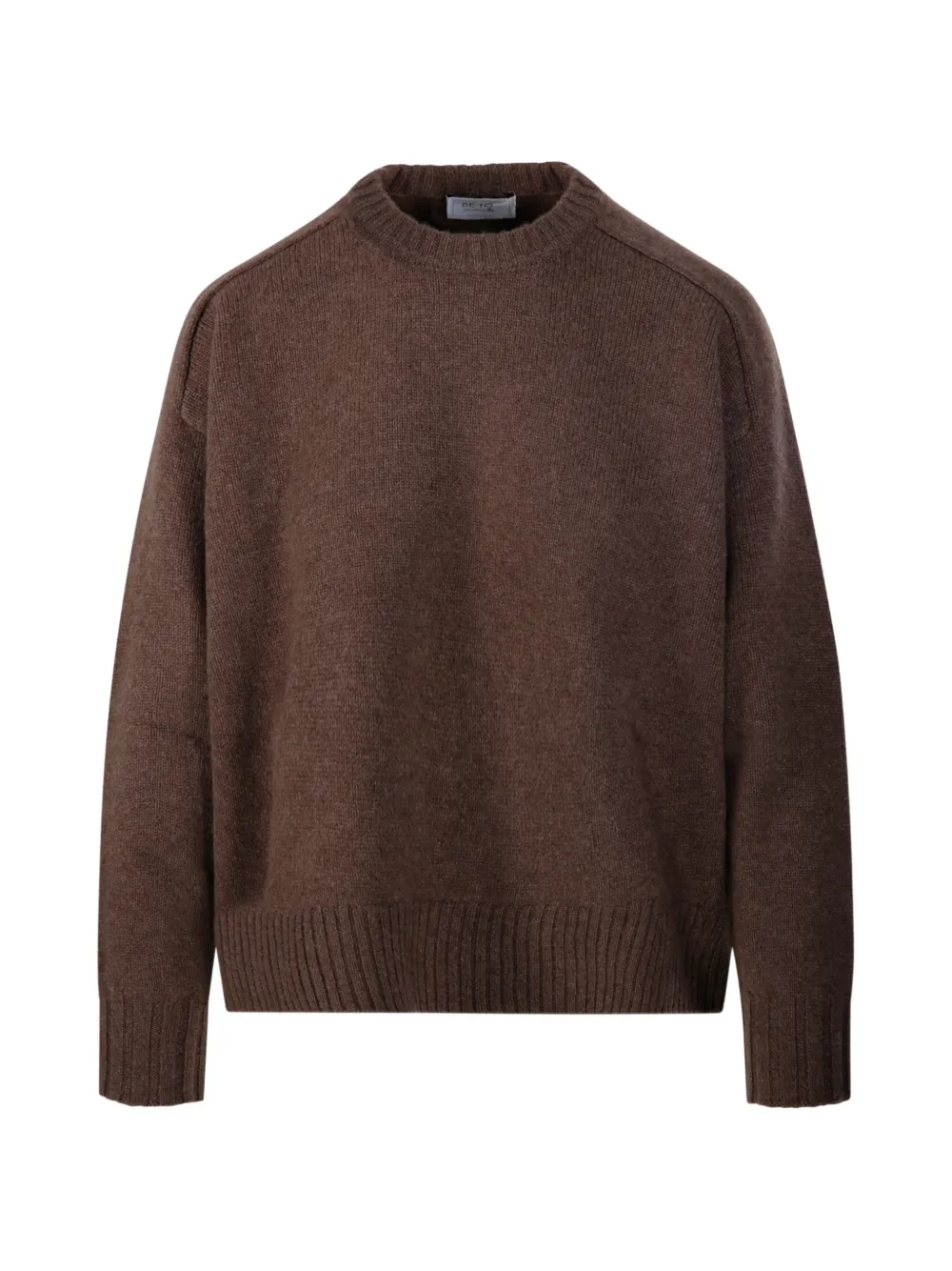 Beyou Ribbed-trim Crew-neck Sweater In Braun