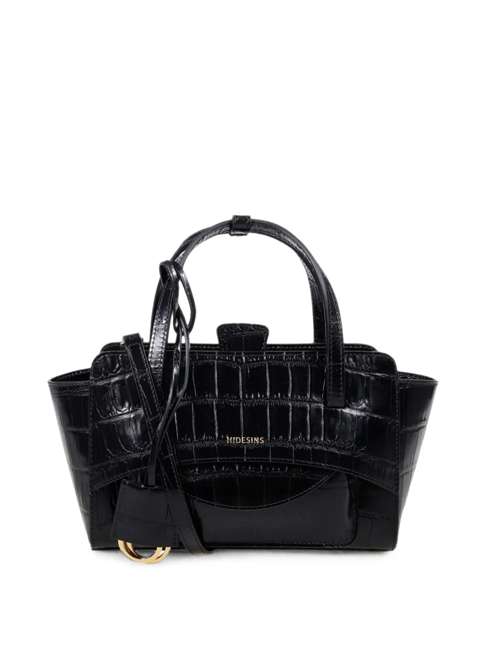 HIDESINS S Flap croc-effect leather tote bag - Nero