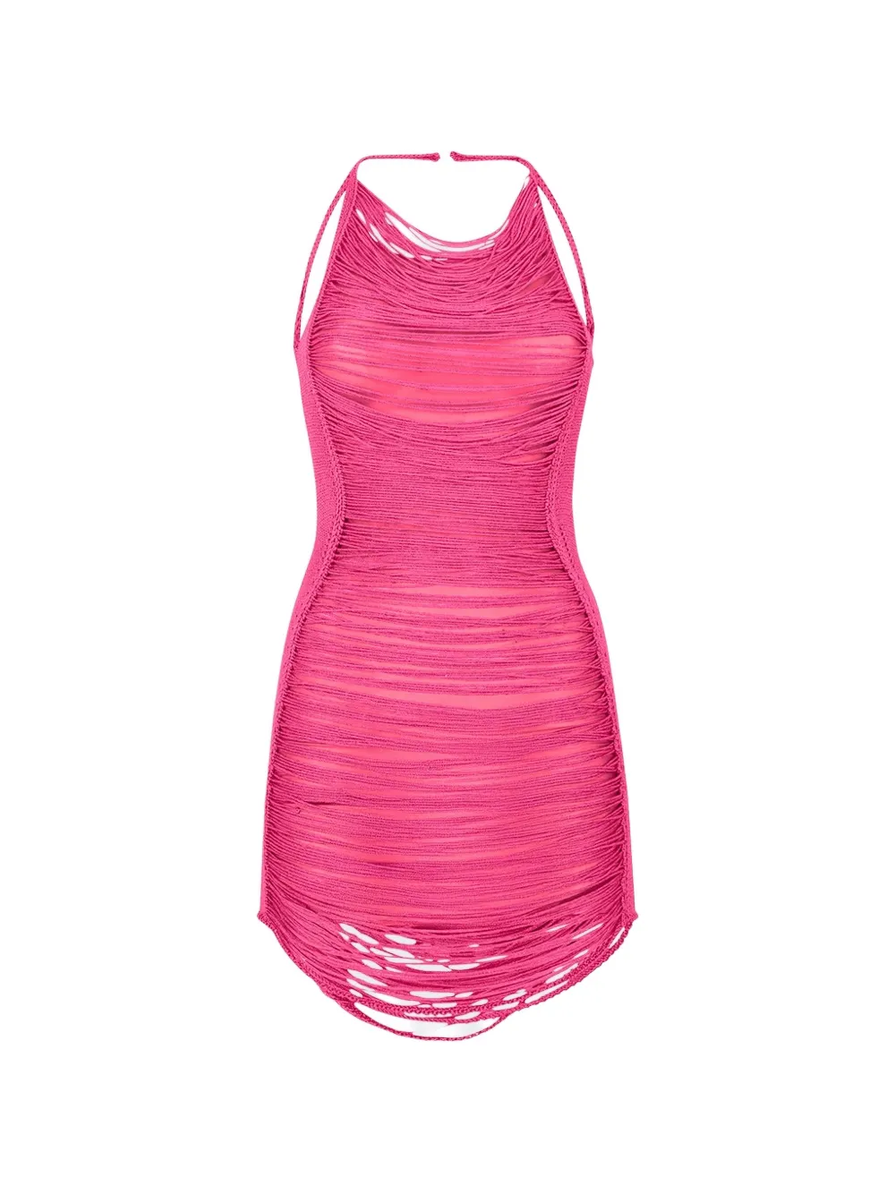 The Attico fringe-detail halterneck mini dress