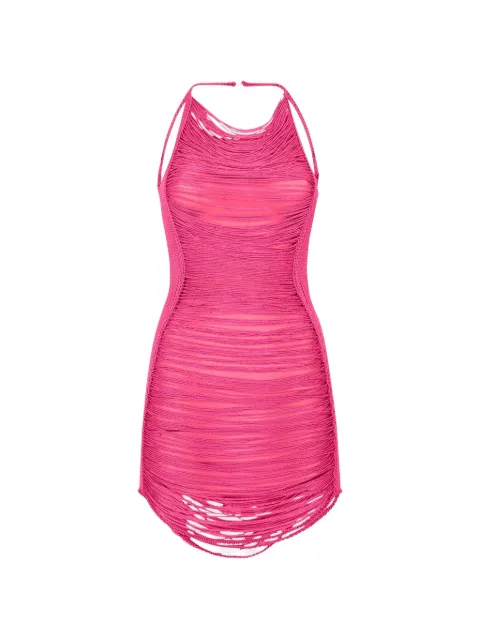 The Attico fringe-detail halterneck mini dress