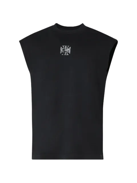 VETEMENTS cross-print sleeveless T-shirt