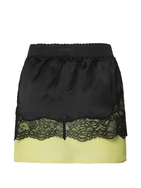 The Attico lace-trim layered mini skirt