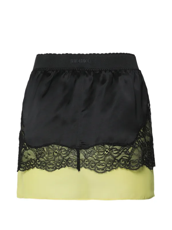 The Attico Lace-trim Layered Mini Skirt in Black