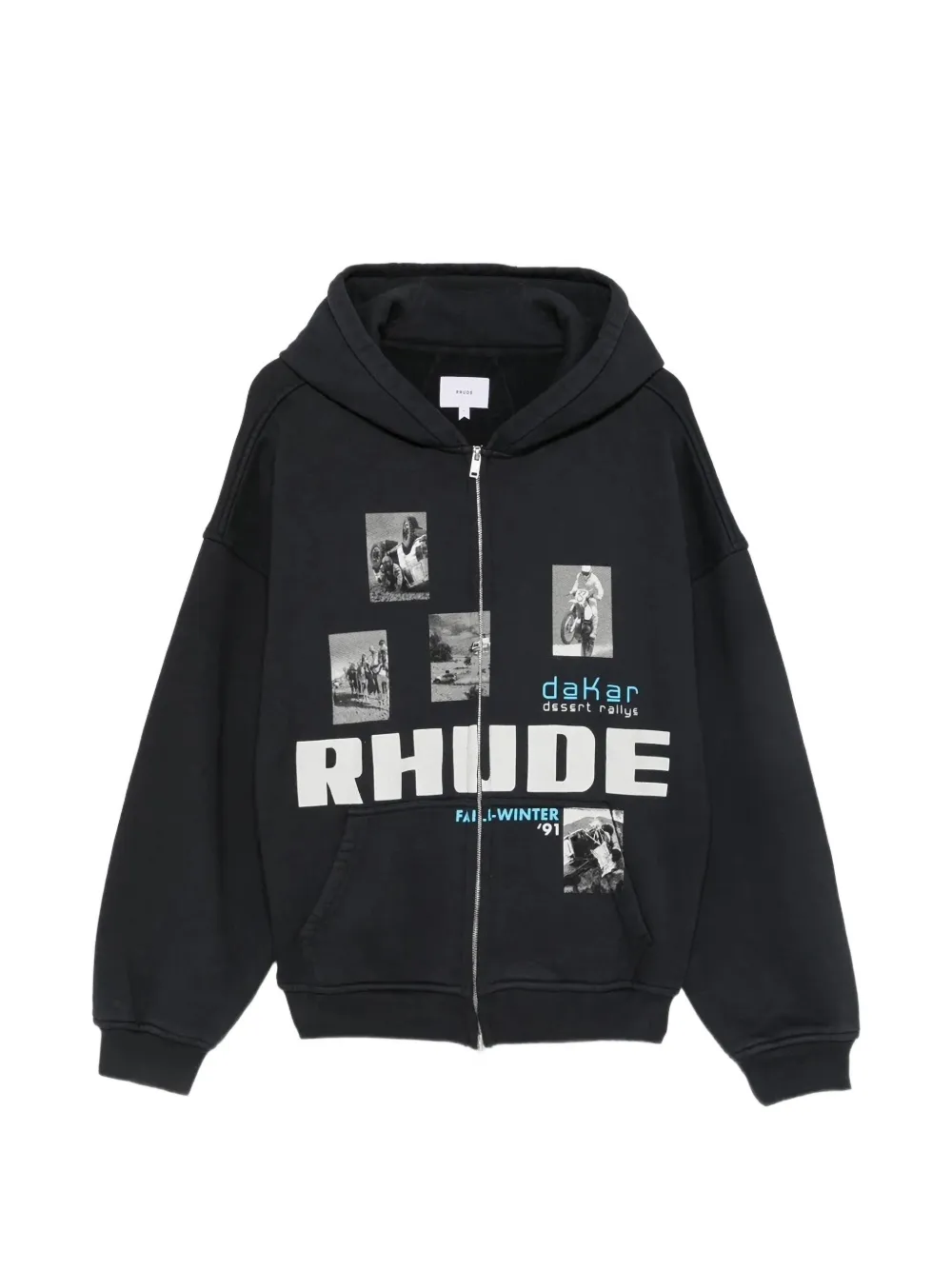 RHUDE Winter 91 Rallye graphic-print zip-up hoodie - Nero
