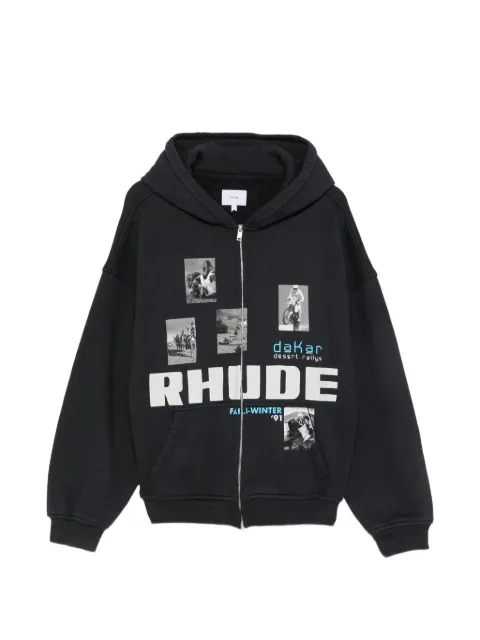 RHUDE Winter 91 Rallye graphic-print zip-up hoodie