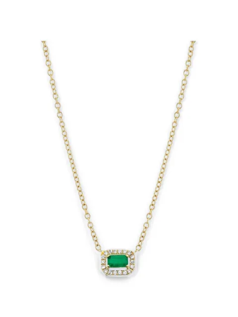 SHAY emerald and diamond halo necklace