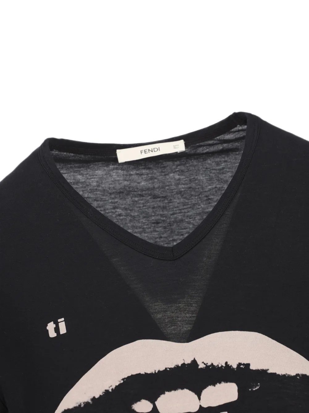 FENDI T-shirt met V-hals Zwart