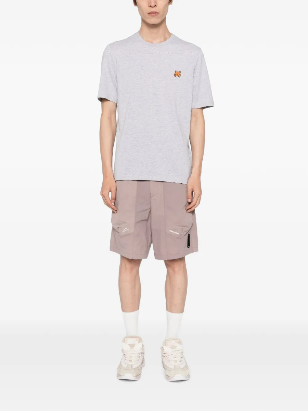 Maison Kitsuné T-shirt met vossenkop Grijs