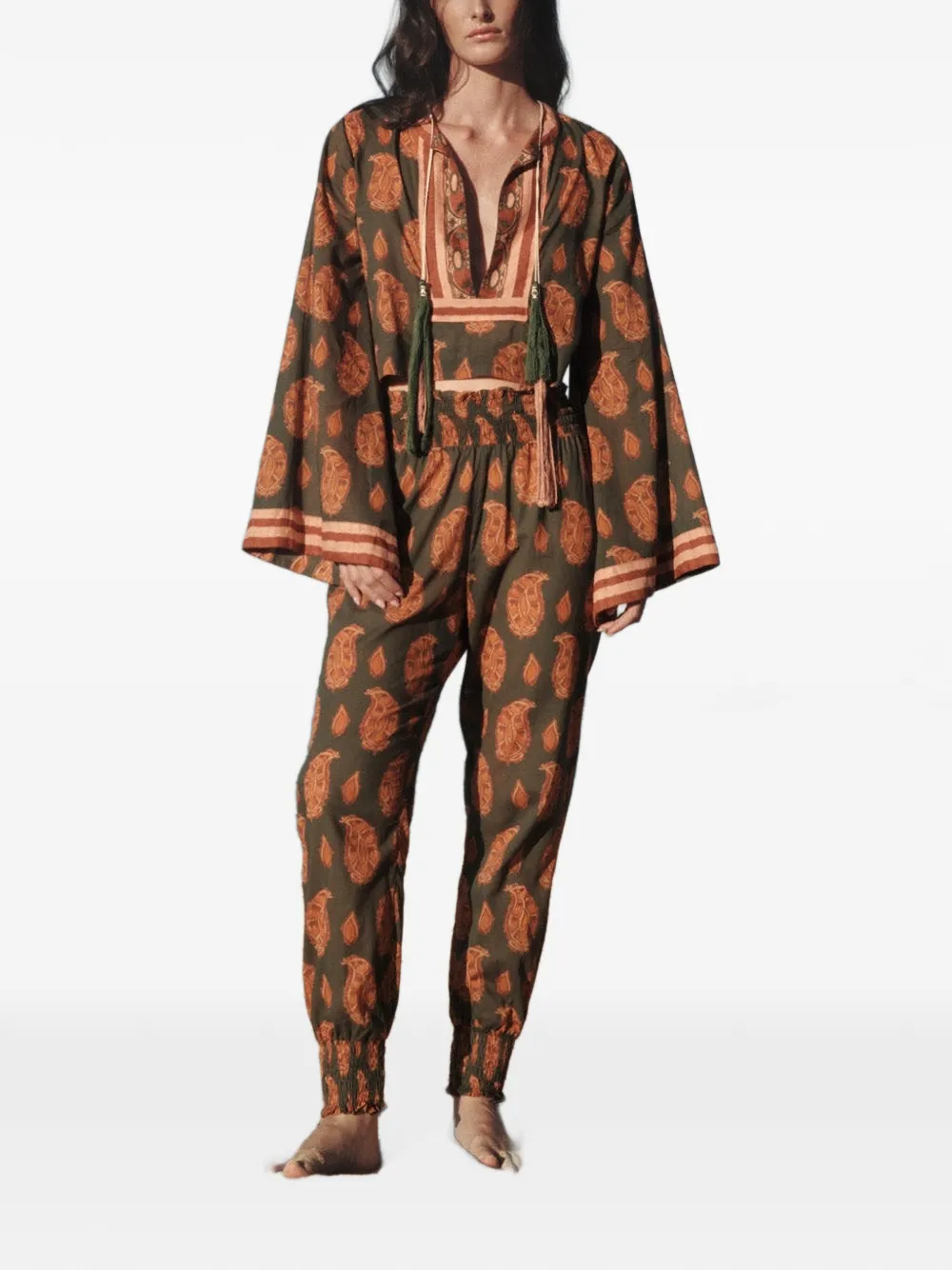 Johanna Ortiz Oasis Of The Rider broek met paisley-print Groen