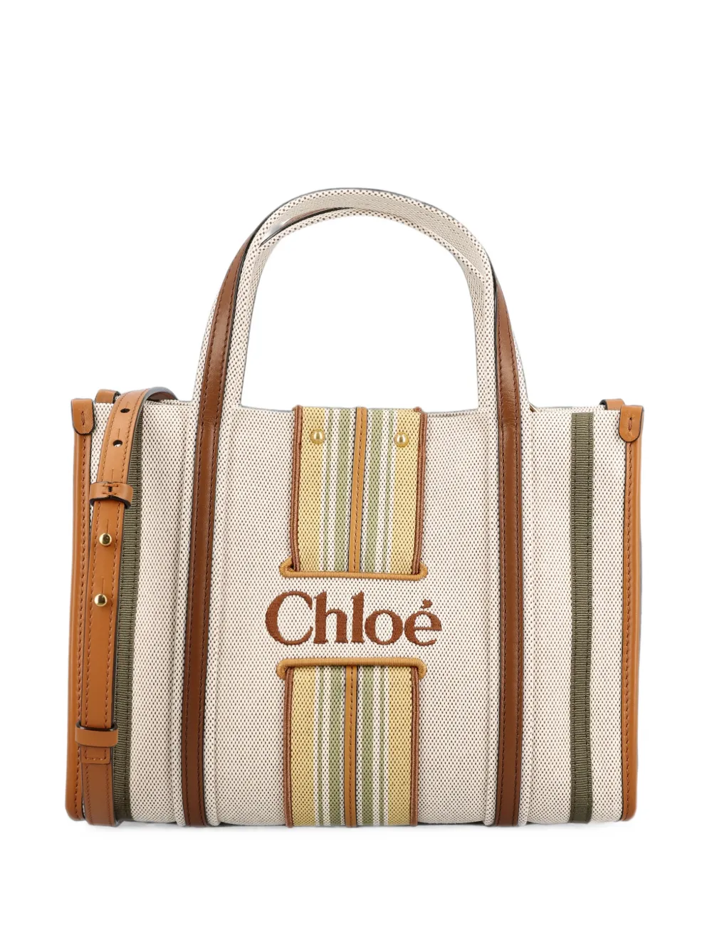 Chloé small Woody Loop tote bag in canvas - Toni neutri