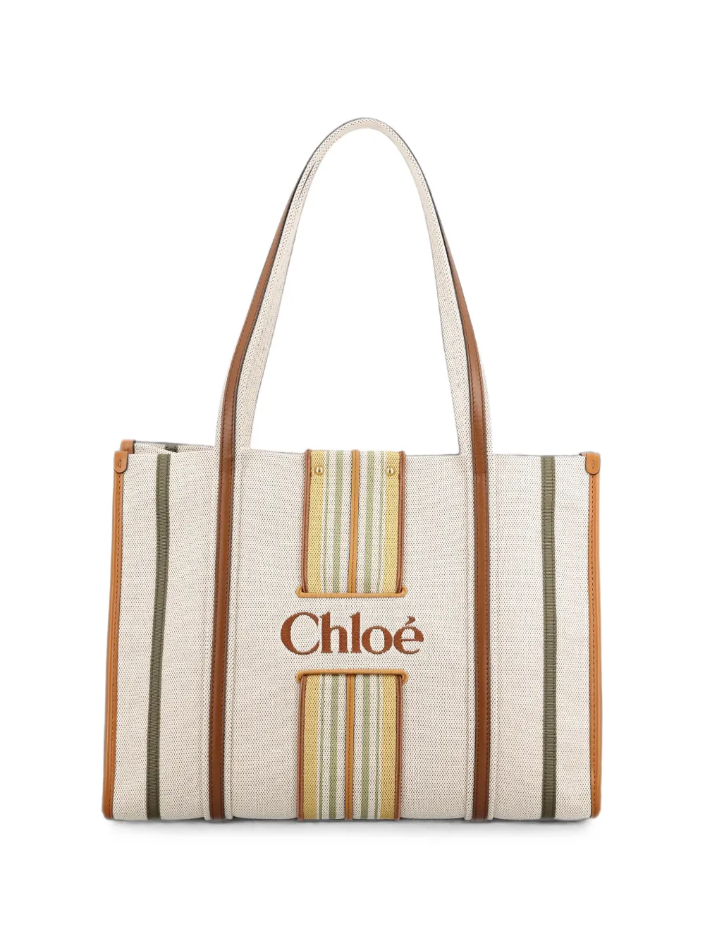 Chloé small Woody Loop tote bag in canvas - Toni neutri