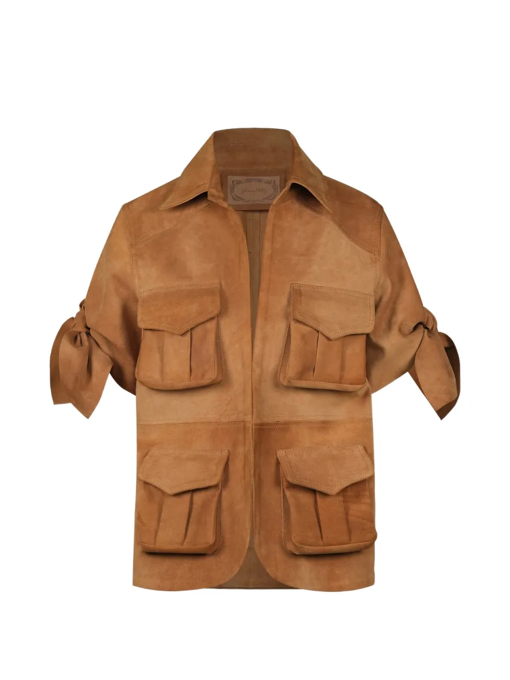 Johanna Ortiz Explorer bow-detail suede shirt - Marrone