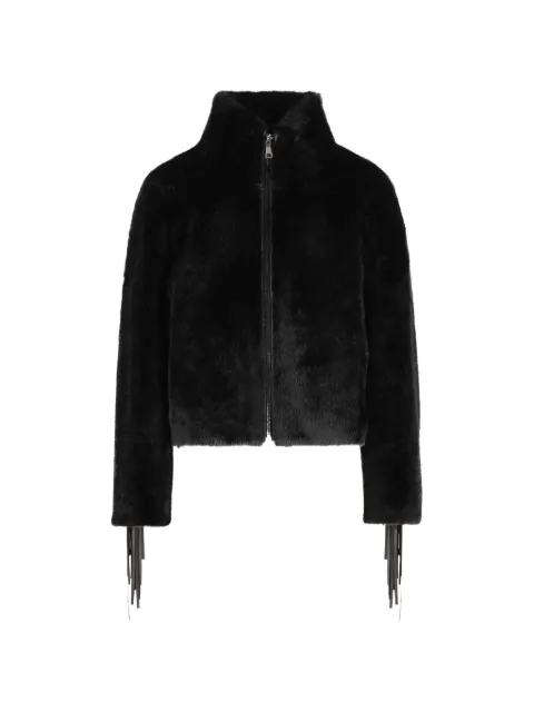 UNCOMMON fringe-detail funnel-neck jacket
