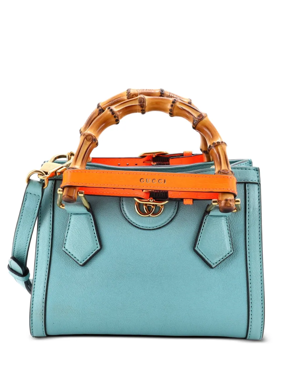 Gucci Pre-Owned Borsa a tracolla Diana NM mini in pelle con manico in bambù - Blu