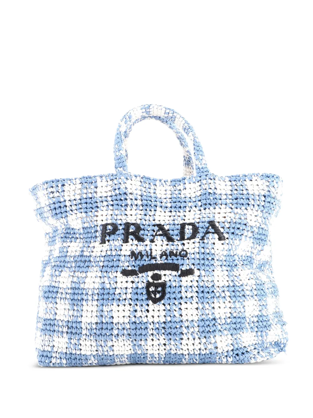 Prada Pre-Owned Borsa tote grande in rafia con logo - Blu