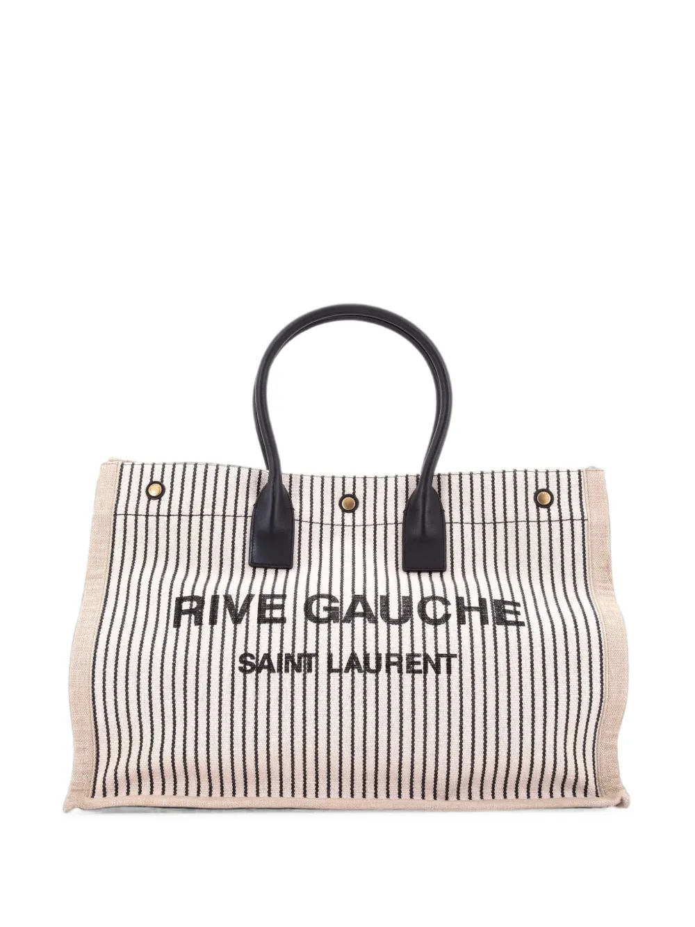 Saint Laurent Pre-Owned Rive Gauche Shopper Striped Canvas Large tote bag - Nude