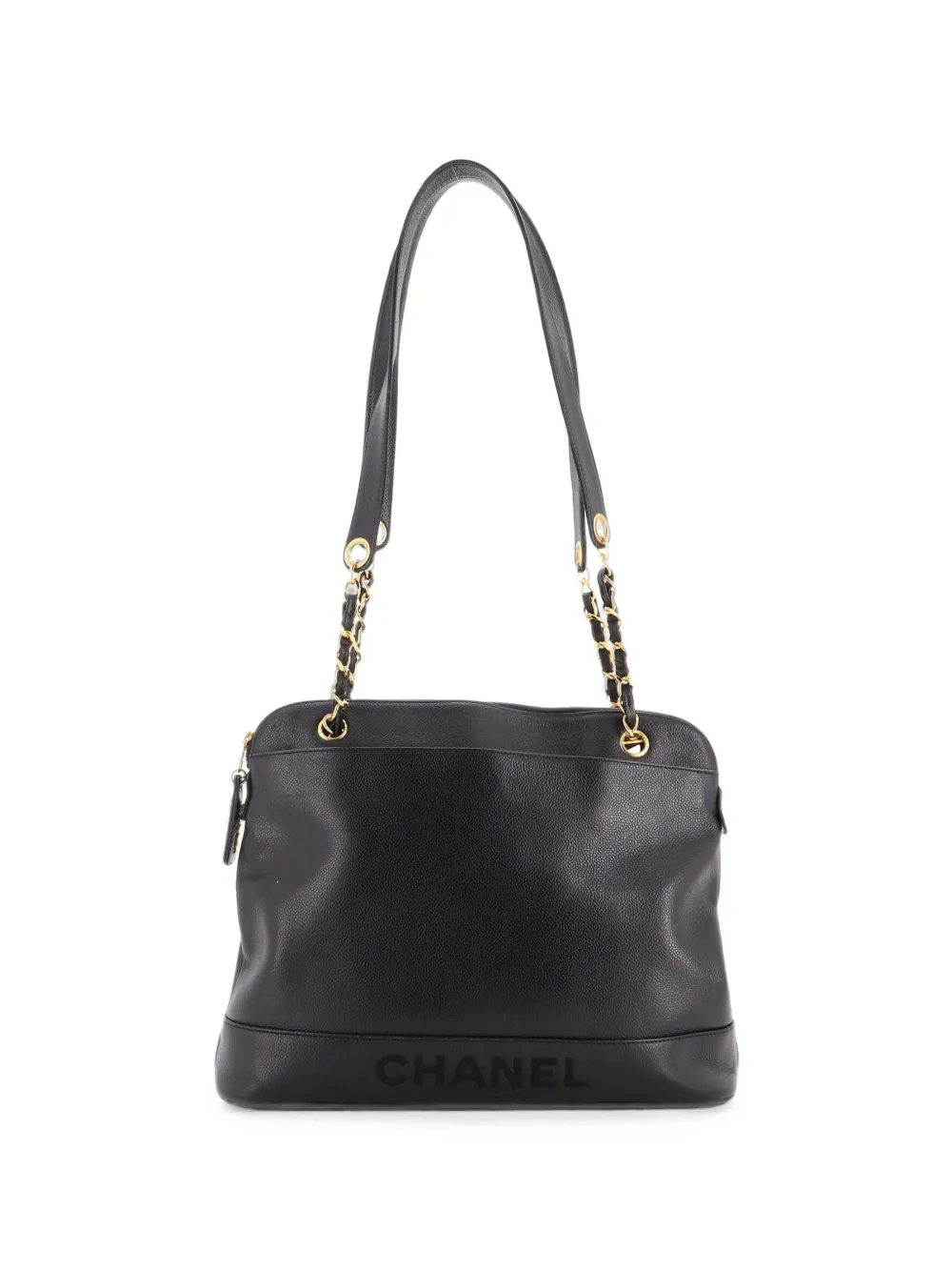CHANEL Pre-Owned Mittelgroße Tote Bag aus Kaviarleder mit Reißverschluss - Schwarz