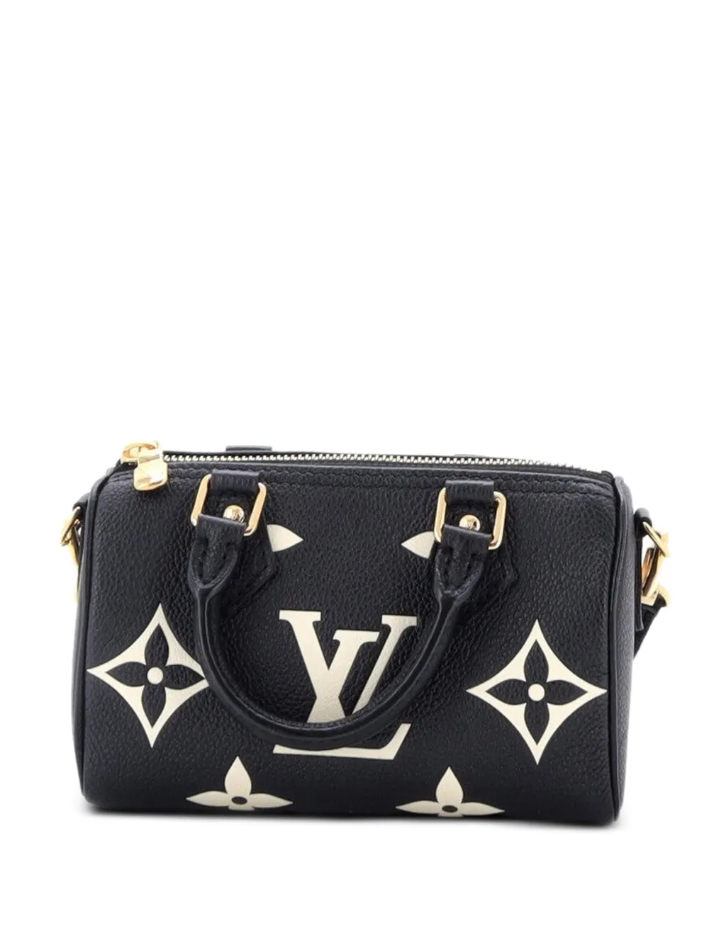 Louis Vuitton Pre-Owned Borsa a spalla Speedy Bandouliere NM nano bicolore in pelle Monogram Empreinte Giant - Nero