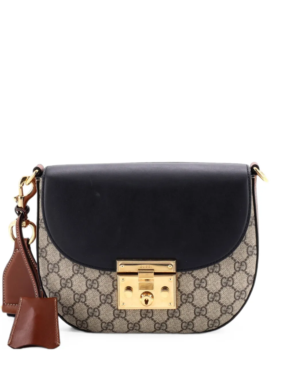 Gucci Pre-Owned Mittelgroße Padlock Saddle Schultertasche mit GG-Beschichtung - Schwarz